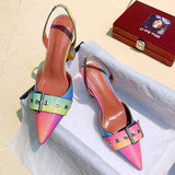 Soulier Femme Talon 2025 New Fancy Buckles Designer Elegant Pumps Middle High Luxury Heel for Women and Lady