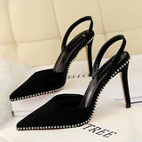 Hot Sale Stylish Women Rivet Slingback Heels Sexy Ladies Party Wear Shoes High Heel Fancy Sandals