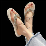 Anti-slip Female Slides Thick Sandals Summer EVA Slippers Chain Rhinestone Wholesale Flip Flops for Woman