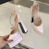China Wholesale Rhinestone Chunky Custom Logo High Platform Heels for Women