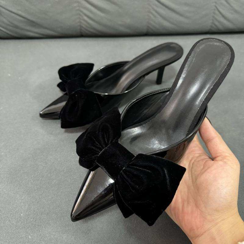 Bow Chaussures Escarpins 7CM Low Sandals Slippers Shoes Ladies Mules Heels