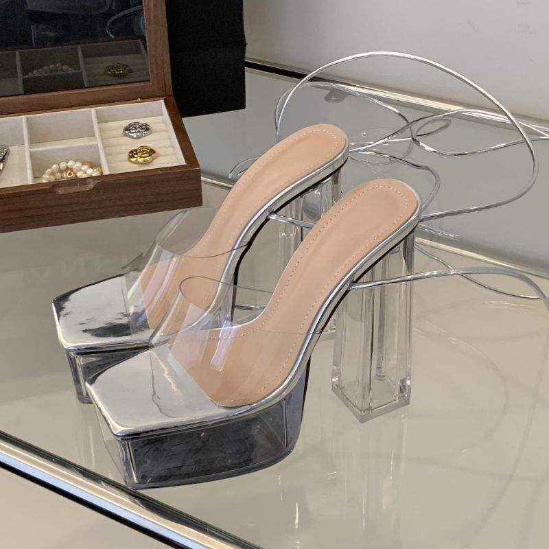 New Product Sandalia Dama Transparente Clear Sandals Platform Heels