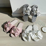 Sandals Femme Party Wedding Slippers Large Bow Female Silk Home Shoes