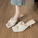 Sandale Femme New Arrival Other Shoes Heels Slipper Square Toe 2025 Summer Sandals