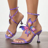 Purple Butterfly Soulier Femme Talon New Sexy Female Footwear Shoes Women Sandals Heels for Ladies