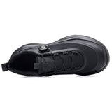 All Black Mens Running Shoes Rotary Buckle Lacing System Athletic Sneakers Lightweight Walking Shoes Cushioning Sport Footwear