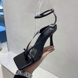 7CM/9CM Sandalia De Verano Middle High New Arrivals Thong Sandals Woman Sandals Open Toe Shoes 2025 Women High Heels