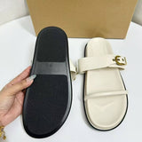 Foreign Trade Plus Size Summer New Style Women Flat Sandals-Versatile Slip-On Beach Shoes, Thick-Soled Casual Slippers