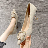 Calzado De Mujer Rhinestone Diamond Slipper Pumps Sexy and Elegant 2025 Heels for Women