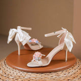 6CM/8CM Party Wedding Wear Scarpe Donna Tacco Alto Diamond Pearl Chaussure Flower Sandals Heels for Women