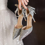 6.5CM/8.5CM Sapatos De Salto Sexy Wedding Party Sequins Pointed-toe Stilettos Lady Women Pumps Heels Shoes
