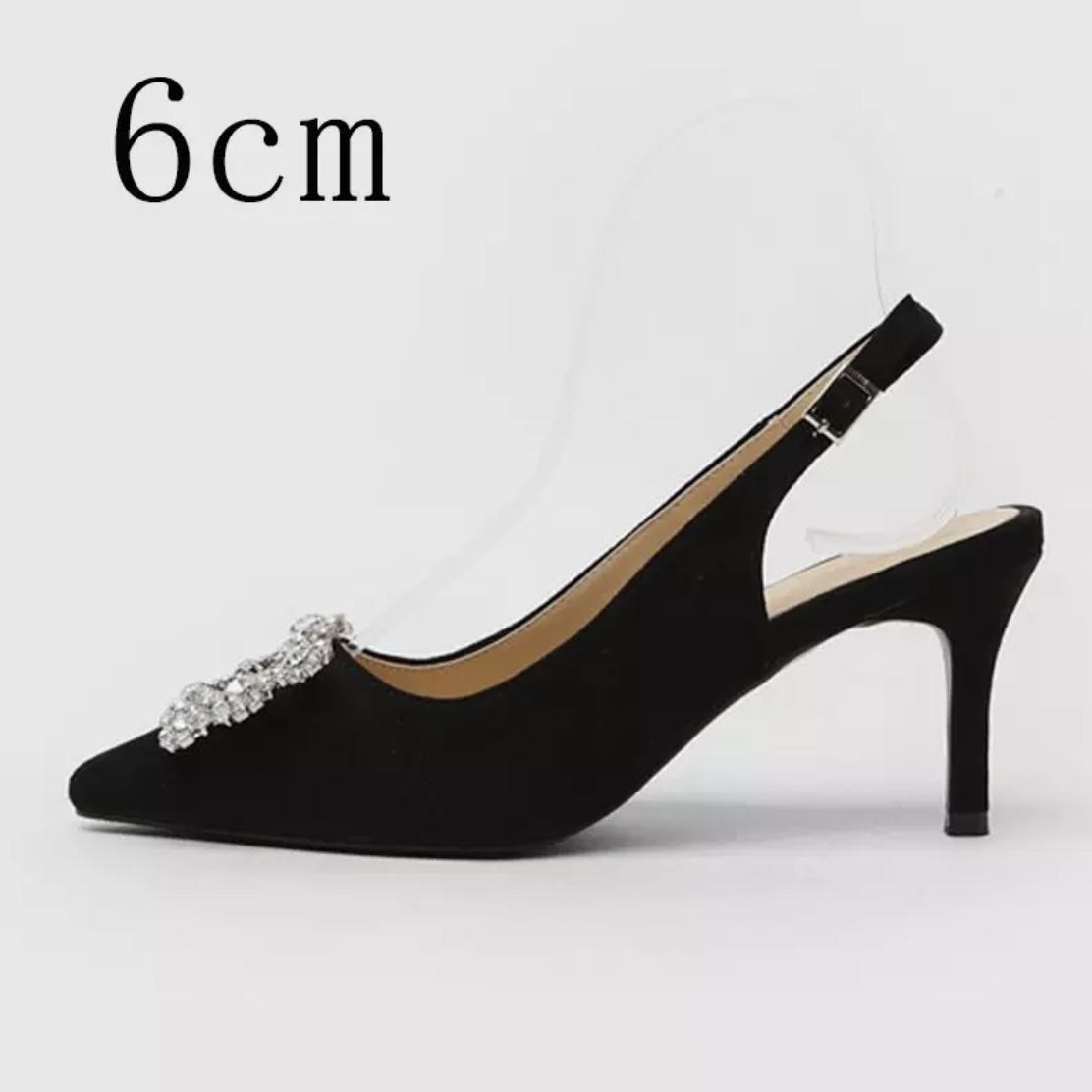 Soft Leather Slingback Pumps Diamond Wedding Shoes Unique Luxury Diamond Heels for Ladies Shoes