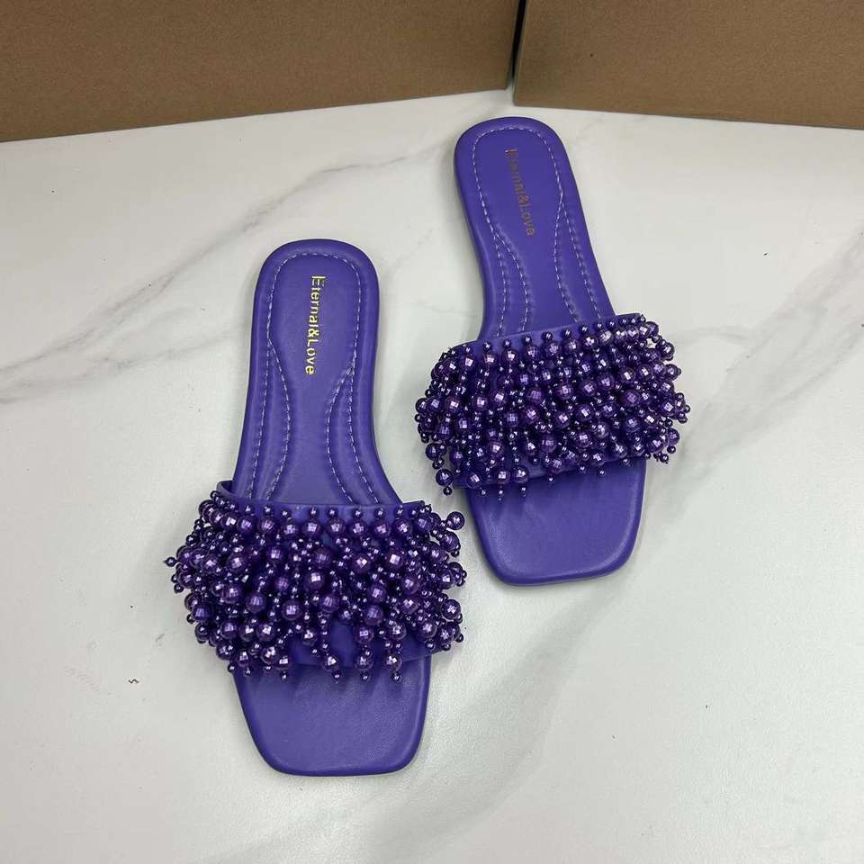 New Arrival Sandale Plat Pearl Diamond Outdoor New Spring Korean Sandals for Women