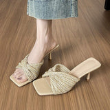 Sandale Femme New Arrival Other Shoes Heels Slipper Square Toe 2025 Summer Sandals