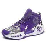 Breathable Mesh Upper Durable Leather Overlays Men High Traction Outsole High Top Basketball Shoes