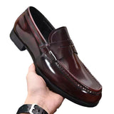 Hand-Finished Genuine Leather Slip-On Driving Shoes - Lightweight & Durable for Business Casual
