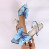 Sandales a Talons Pour Femmes Cross-border 3D Butterfly Decorated Women's Stiletto Heeled Sandals Ladies Sexy Shoes