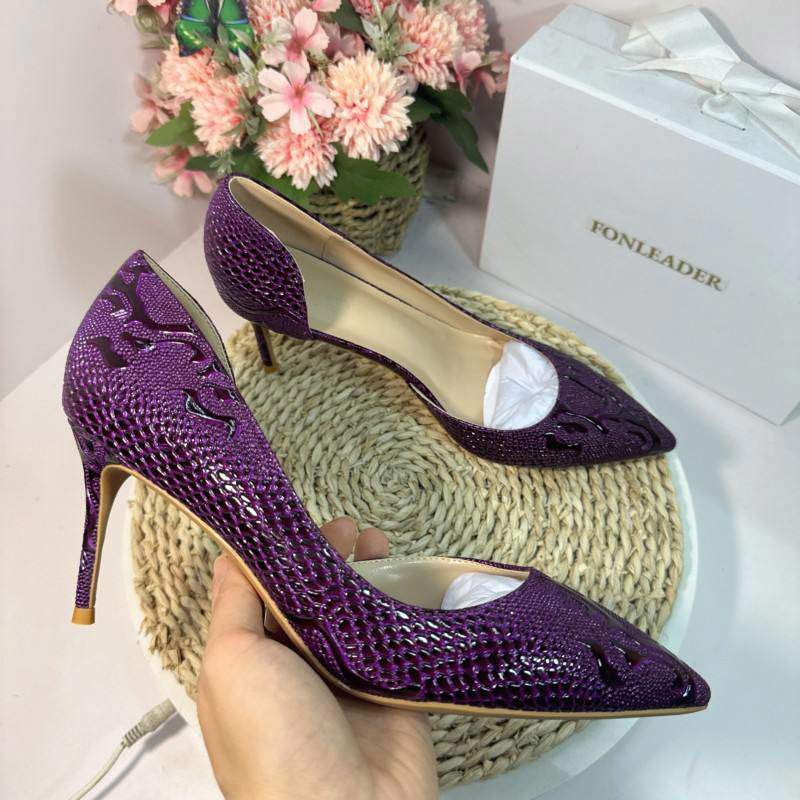 Women Purple Pointed Toe Sexy 8/10/12Cm Customized Designer Shoes Plus Size 34-45 High Heels