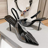Wrinkle Sandalias Mujer Slide Pointed Toe Designer Women Mules Pointed Toe Women Heels 2025