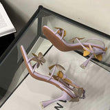 Purple Butterfly New Arrival Sandales Chaussures Dames Summer Sandals Open Toe Ankle Lace up Strap Heels for Women