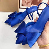 Hot Selling Talons Femmes 2024 Slingback Bow Classy Women Sandals Low Royal Blue Heels