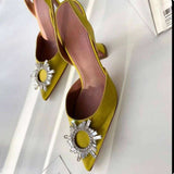 Zapatos De Mujer Elegante Dropshipping Luxury Rhinestone Diamond Kitten Slingback Sandals Shoes Women Heel for Ladies