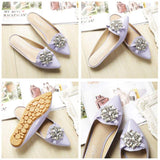 Rhinestone Zapatos Pointed Toe Loafer Mules Slip on Slides Flat Shoes Lady Women's Slippers