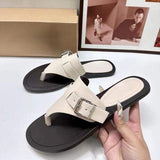 Flip Flops Anti-slip Comfortable PU Leather Non-slip Beach Slides Shoes Flat Sandals