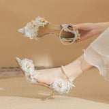 8CM Luxury Sandales a Talons Best Selling Wedding Floral Women Heels 2024 for Elegant Lady
