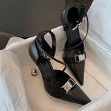 Summer Fashion Black Pointy Toe Mules Black Lady Heels for Women 2025