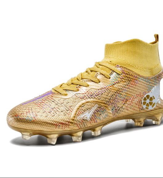 High Top Soccer Cleats Breathable Knit Upper Sock Collar Anti Slip TPU Outsole Lightweight Football Boots for Artificial Grass