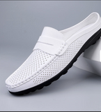 Breathable Lightweight Summer Outdoor Comfortable Walking Shoes Classic White Color Durable Men Casual Half Loafer Shoes