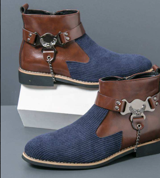 Big Size 38-48 Pointed Toe Classic Gentlemen Casual Footwear Dress Shoes Designers Ankle Boots for Men