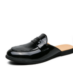Patent Leather Pointed Toe Semi-slippers White Slip-on Casual Comfortable Penny Half Loafers Shoes