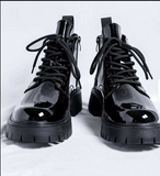 Side Zip Closure Lace up High Top Fancy Dress Wedding Shoes Comfortable Durable Patent Leather Men Boots