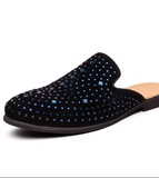 Diamond Blue Shining Half Loafers Comfortable Classy Fashion Men Casual Slippers Shoes