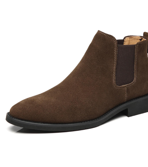 Real Leather High Ankle Chelsea Boots Wedding Party Formal Dress Shoes Durable Suede Leather Slip on