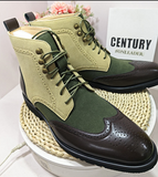 Big Size 38-48 Pointed Toe Brogue Pattern Dress Shoes Comfortable Formal Good Quality Faux Suede Leather Boots for Men