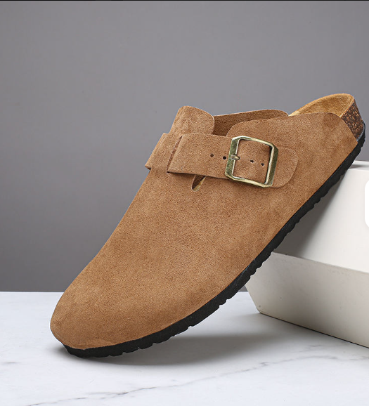 Round Toe Genuine Leather Summer Women Sandals Unisex Durable Classic Men Original Leather Slippers