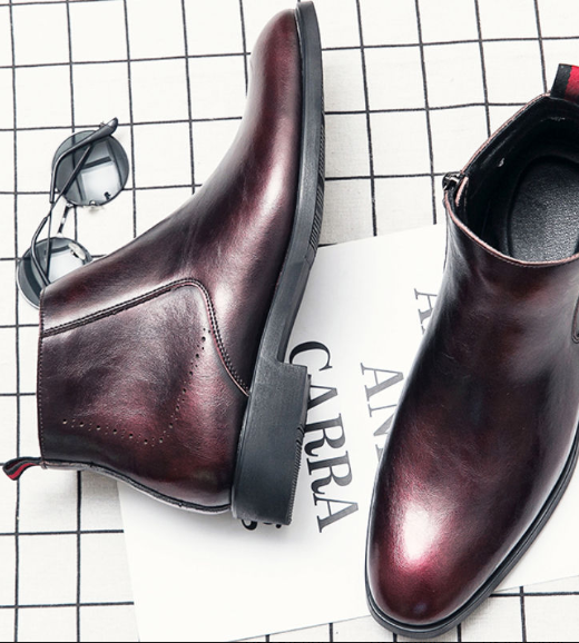 Classy Designers Red Color Ankle Boots Comfortable High Top Wedding Dress Shoes Men Genuine Leather Boots