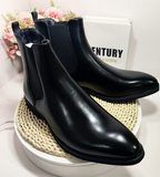 Big Size 38-48 Winter Ankle Chelsea PU Leather Boots Summer Winter Usable Pointed Toe Men Snow Boots