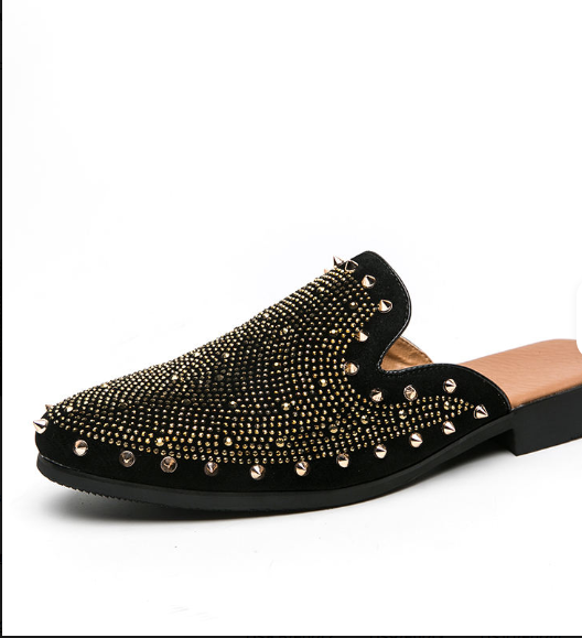 Plus Size 13 Half Casual Designers Men Slide Slippers Dress Shoes Quality Rivet Upper Mules for Men
