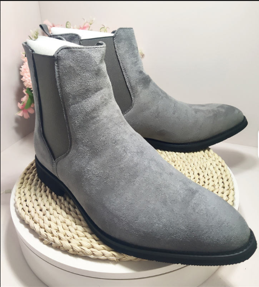 Classy Winter Chelsea Boots Grey Color Fashion Dress Shoes Comfortable Faux Suede Boots for Men