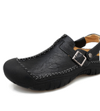 Buckle Strap Summer Beach Casual Shoes Durable Genuine Leather Sandals for Men Anti-Slippery