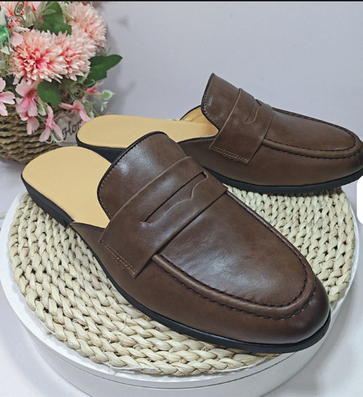 Home Slippers for Men Casual Mules Summer Backless Durable Half Penny Loafers Shoes