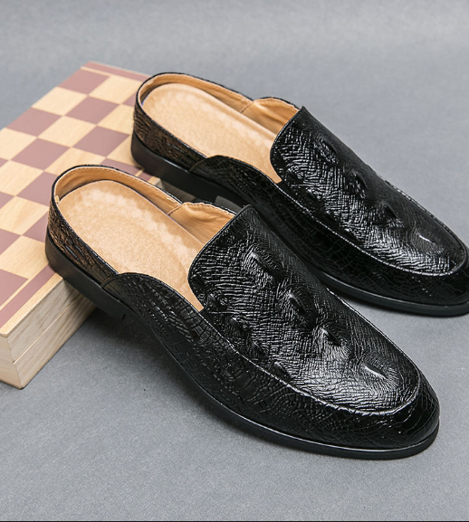 Summer Special Men Made Leather Dress Shoes Comfortable Backless Loafers Mules Men Casual Dress Shoes