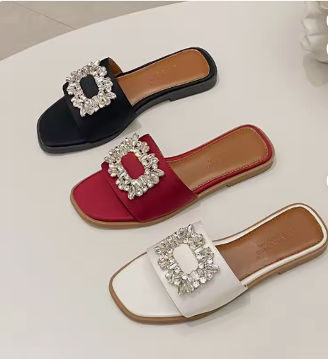 Sandale Plat Quality Silk Rhinestone Diamond Outdoor New Spring Korean Sandals for Women