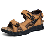 New Sandalias De Hombre Men's Summer Leather Outdoor Rhinestone Sandals with Flat Rubber Insole Breathable Nice Quality