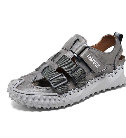 Top Grade Full Grain Genuine Leather Upper Breathable Handmade Summer Beach Sandals for Men