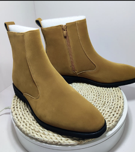 Zip Closure Faux Suede Leather Dress Shoes High Cut Fashion Comfortable Men Ankle Boots